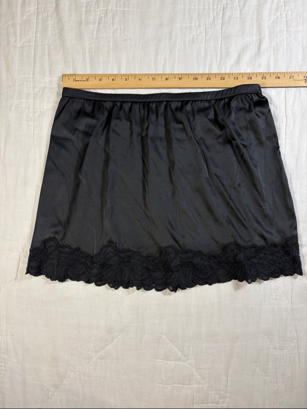 NWT Auden Women's Black Satin Lace Trim Half Slip Skirt Lingerie‎ Underskirt New - Picture 5 of 10